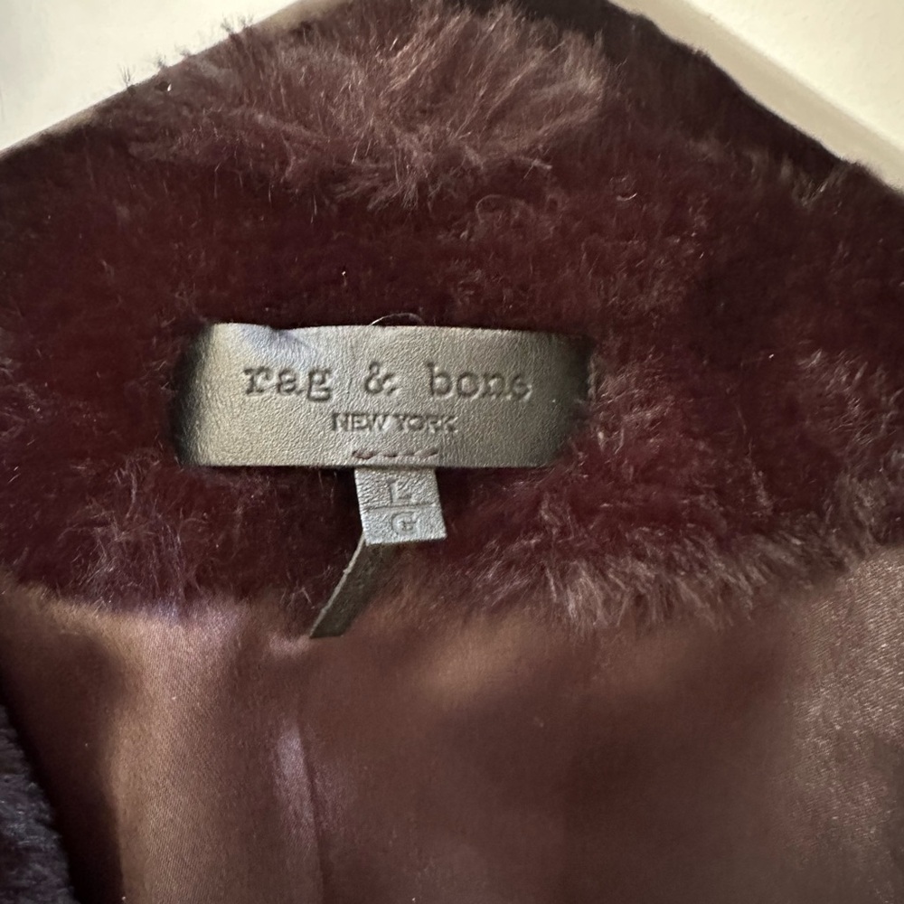 Rag & Bone Rich Black Faux Fur Bomber Jacket